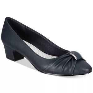 Easy Spirit Women Low Block Heel Pump Heels Eloise Size US 9.5WW Navy Blue